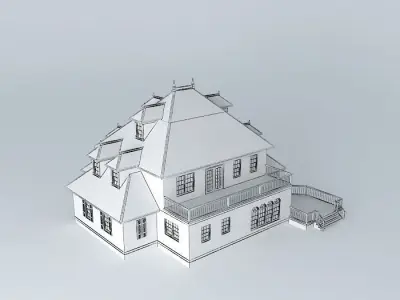 French Colonial Estate Free 3D model