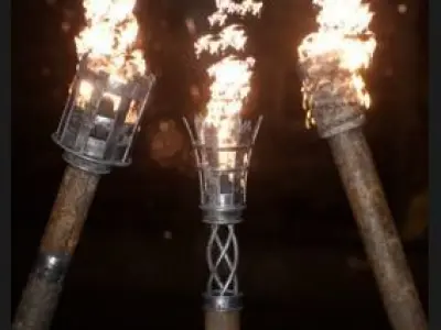 Medieval Torches 48 Variations Low-poly 3D model