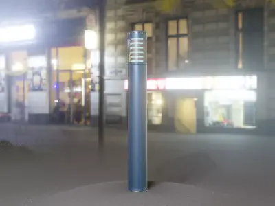 Low-Poly Blue Light Column 16 - Street Light Set-9 Low-poly 3D model