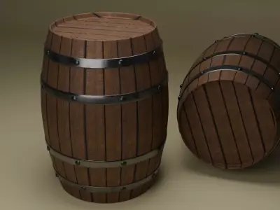 3D Wooden Barrel 3D model