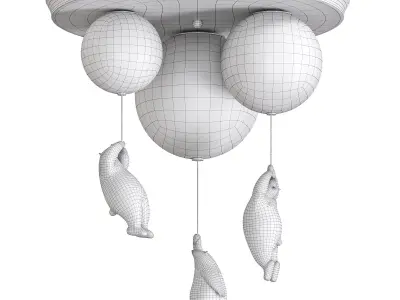 WASTY TRIO Chandelier by Lampatron Low-poly 3D model