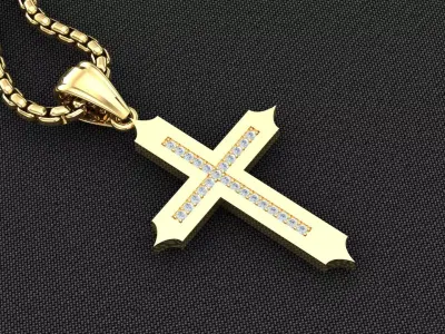 High Cross Pendant Light Gold 18K 3CP094 3D model