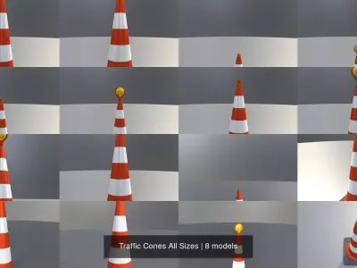 Traffic Cones All Sizes 3D Model Pack