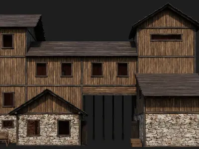 Old Wooden House Building 4K Textures GameReady 124 Low-poly 3D model