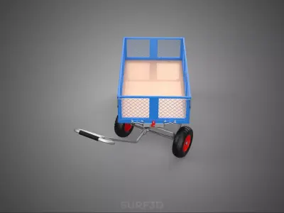 STEEL GARDEN UTILITY WAGON CART YARD LAWN TROLLEY HAND PALLET 4W 3D model