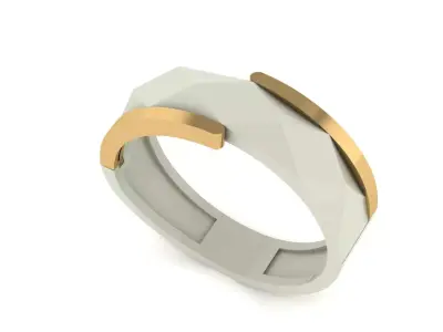Modern Faceted Two-Tone Gold Ring engagment 3D print model