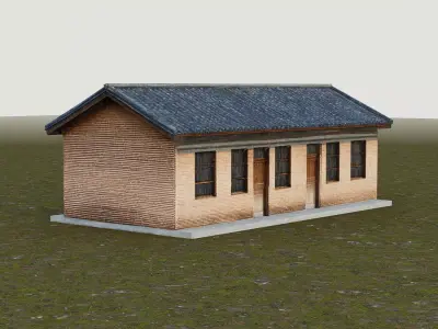Self-built rural house Low-poly 3D model