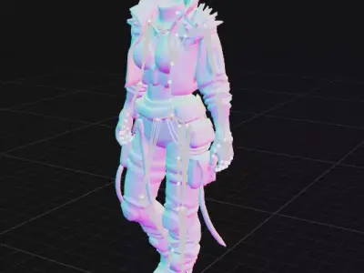Cyberpunk Female Outfit Game Ready Clothing Set FBX USDZ STL Low-poly 3D model