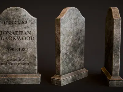 Rounded Shouldered Tombstone Low-poly 3D model