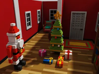Voxel Christmas Pack Low-poly 3D model