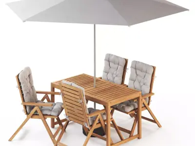 NAMMARO Table and 4 reclining chairs and umbrella IKEA 3D model