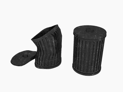 broken garbage bucket Low-poly 3D model