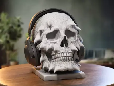 Skull dragon Headphone Stand Cyborg skull dragon Headset Stand 3D print model purchase