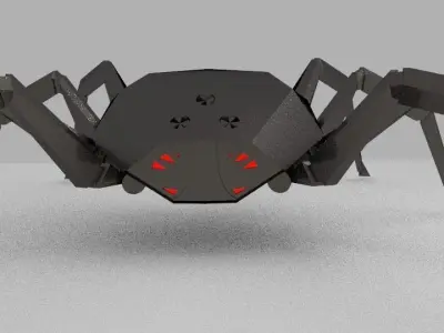 Titanium realistic spider-robot 3D model
