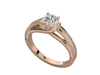 Women Light Weight Solitare Diamond Wedding Ring   21 3D print model