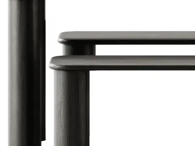 PAUSE Bench Medium and COMMUNE Small Rectangular table by Found 3D model