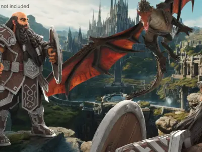  Dwarf Fighter with Axe and Shield Rigged 