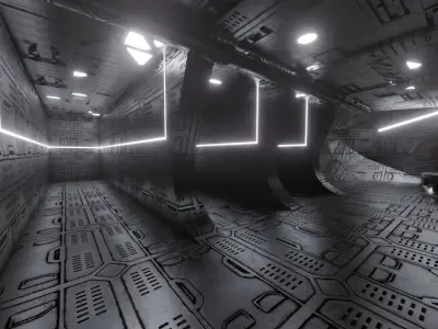 Sci fi VR gallery  Low-poly 3D model