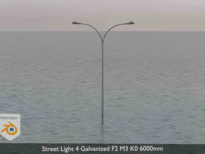 Street Light 4 Galvanized F2 M3 K0 6000mm Low-poly 3D model