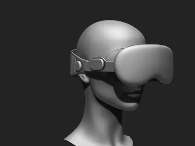 VR Headset and Accessories - VR Vision Pro Style Low-poly 3D model