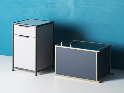Dita Bedside Cabinet with Drawer and Door 3D model