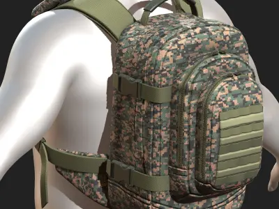 Backpack military combat bag baggage  Low-poly 3D model