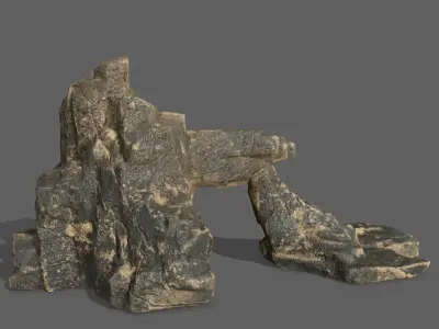 Rock Set tree stump Low-poly 3D model