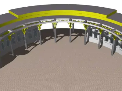 Semicircular building with colonnade 3D model