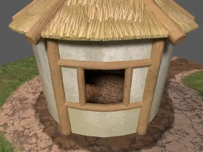 Simple Stylized Hay Hut Low-poly 3D model