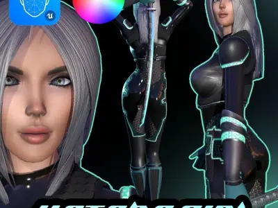 Katana Girl Low-poly 3D model