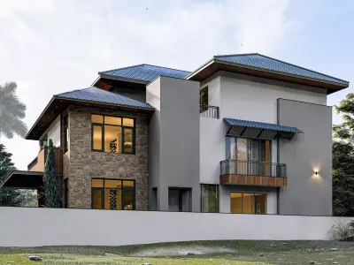 Modern Tropical Villa 3D model