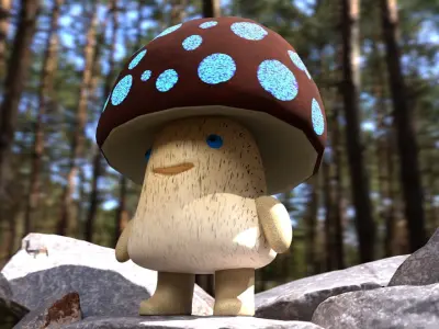 Cartoon mushroom Low-poly 3D model