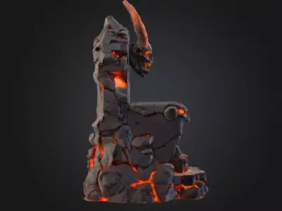 Infernal Lava Throne Low-poly 3D model