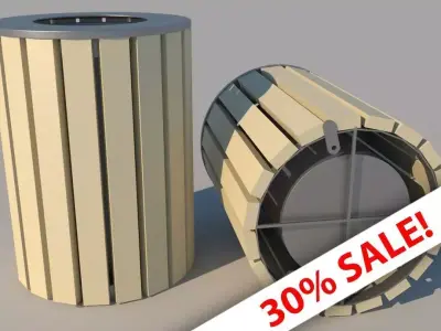 Outdoor Dustbin - Trash can - Rubbish bin Low-poly 3D model