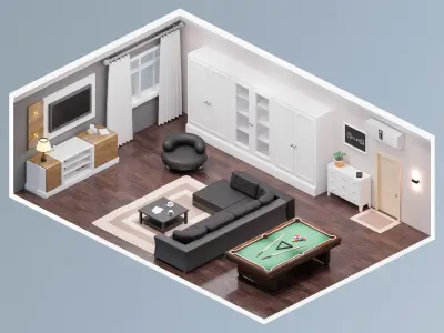 Room 28 Low-poly 3D model