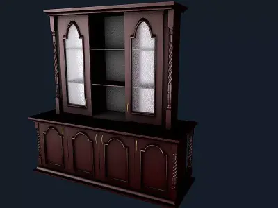 Buffet 1 china cabinet with glass doors 3D model