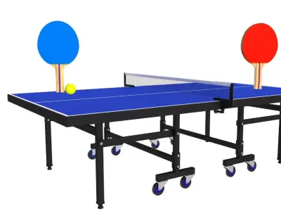 Tennis Table AND Tennis Paddles 3D model