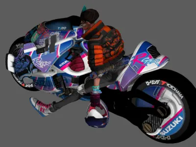 akira biker Low-poly 3D model