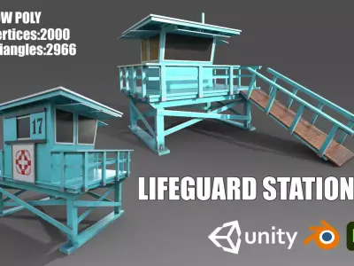 Lifeguard Station Low Poly Low-poly 3D model