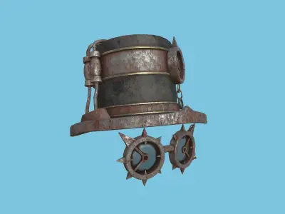Steampunk Hat 04 Destroyed Rust - SciFi Character Design Low-poly 3D model