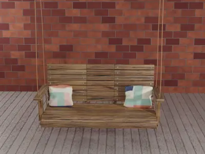 OAK  WOOD PORCH SWING 3D MODEL 3D model