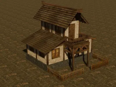 Medieval house ten 3 Low-poly 3D model