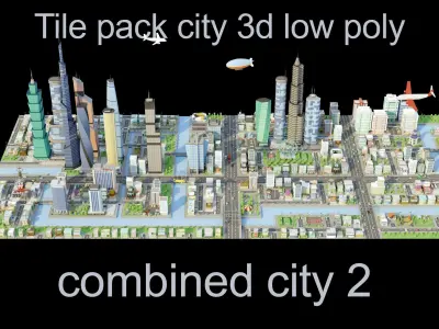 low poly city and characters 2 01 3D Model Pack
