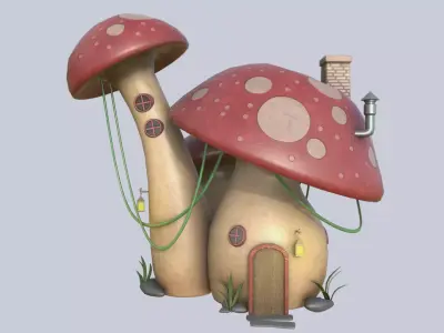 Mushroom house Low-poly 3D model