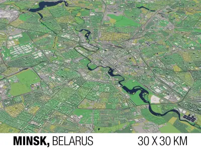 Minsk Belarus 30x30km City Map 3D model