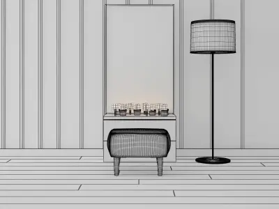 Mirror and Ottoman - Home Furniture 03 3D model