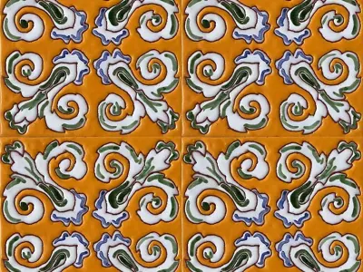 Amber Scroll Talavera Ceramic Tiles Texture