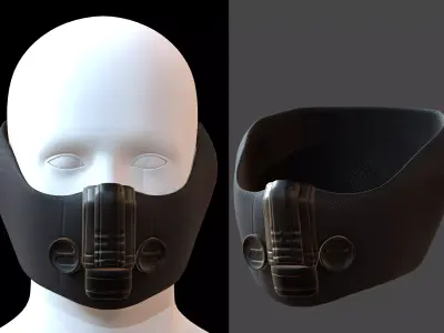 Gas mask helmet 3d model scifi Low-poly  Low-poly 3D model 335