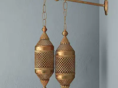 Moroccan Double Lantern Sconce 3D model