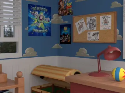 3D Cartoon bedroom environment from Toy Story 3D model Low-poly 3D model